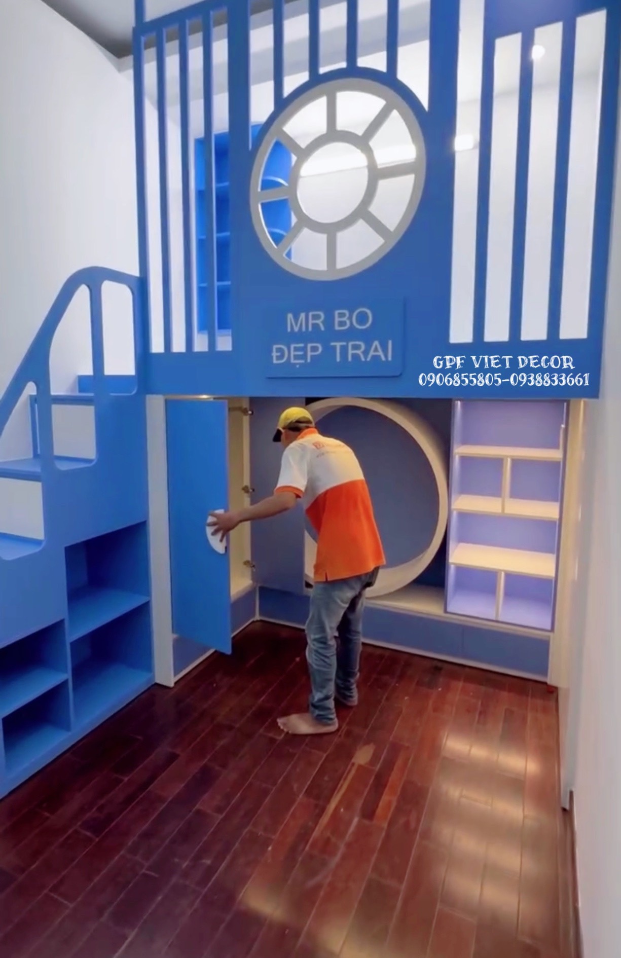 Giường tầng kết hợp kệ tủ đa năng giúp tiết kiệm không gian Giường tầng kết hợp kệ tủ đa năng giúp tiết kiệm không gian