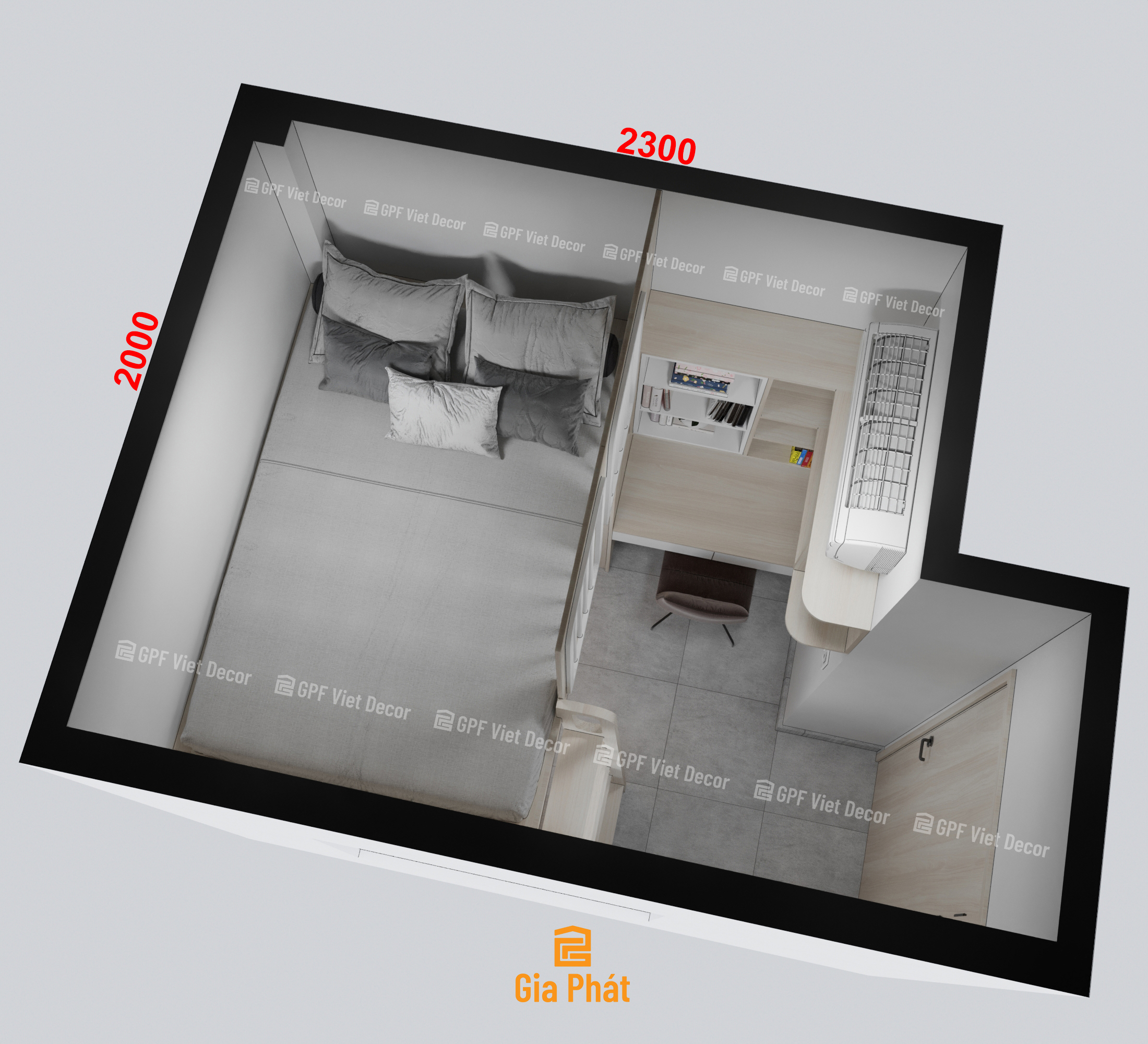 Mẫu phòng ngủ giường tầng kết hợp tủ quần áo độc đáo