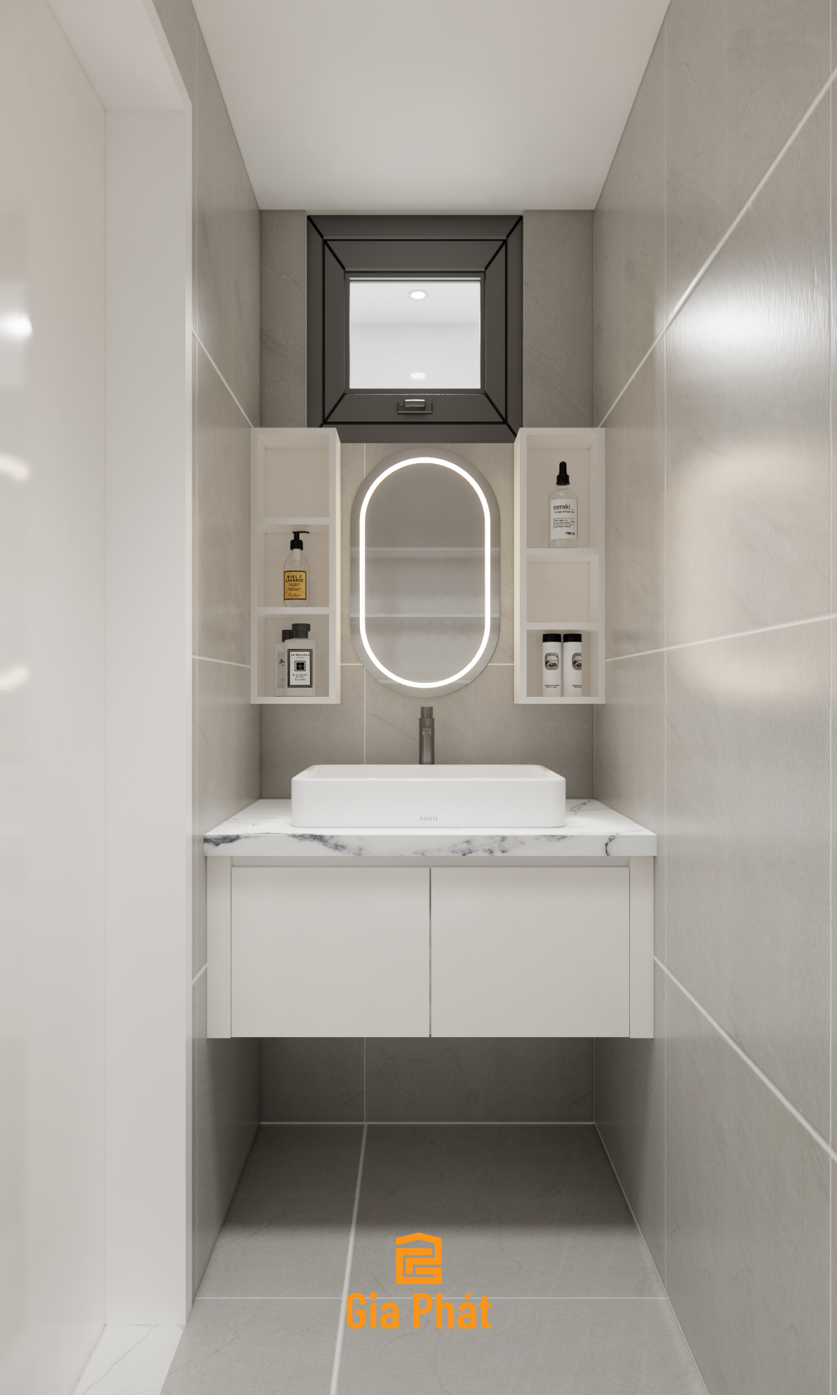 Thiết kế tủ giá treo lavabo hiện đại