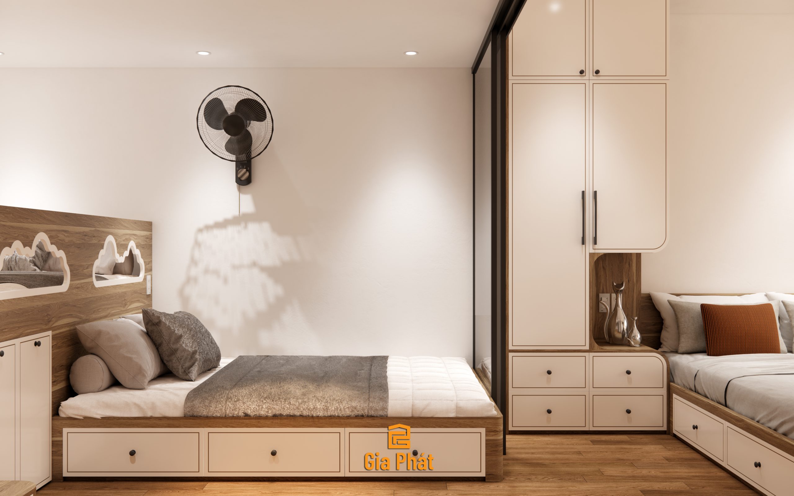 Thiết kế nội thất căn hộ phòng ngủ duplex cho 3 mẹ con