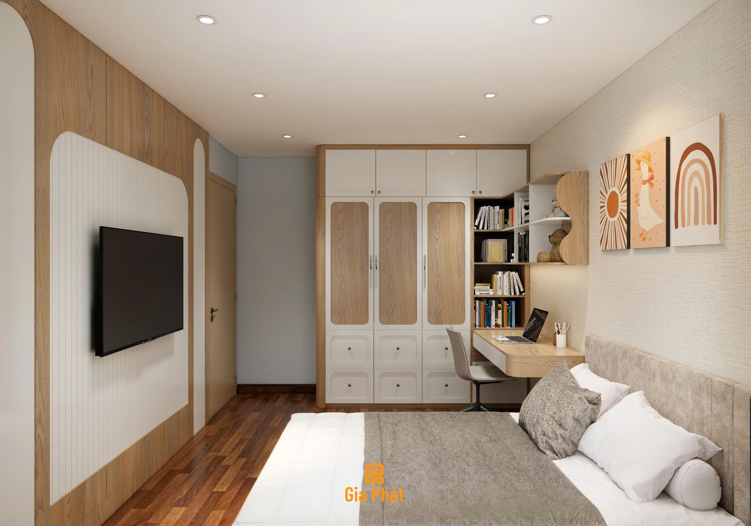 Thiết kế nội thất phòng ngủ bé gái nhà chị Nga