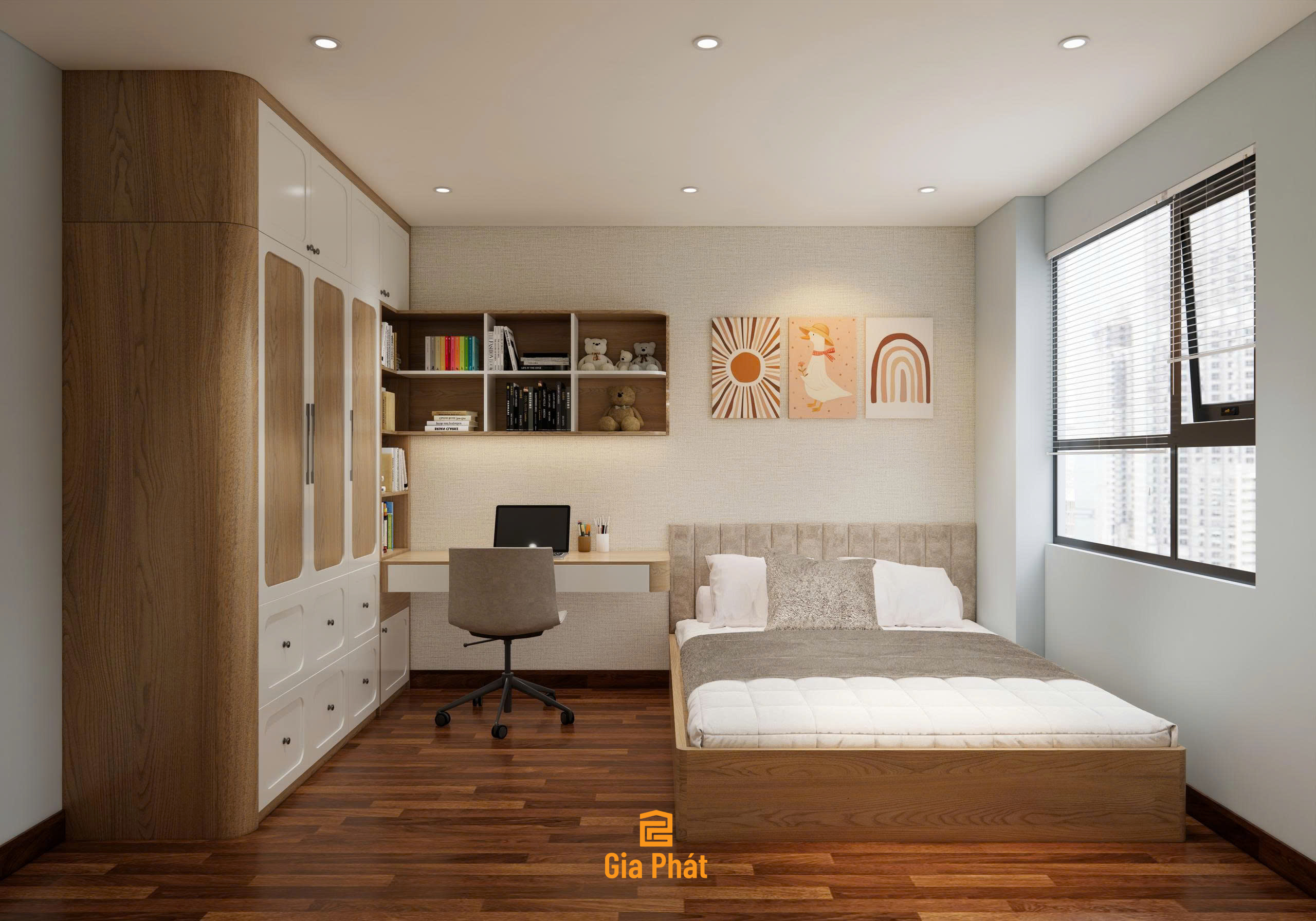 Thiết kế nội thất phòng ngủ bé gái nhà chị Nga
