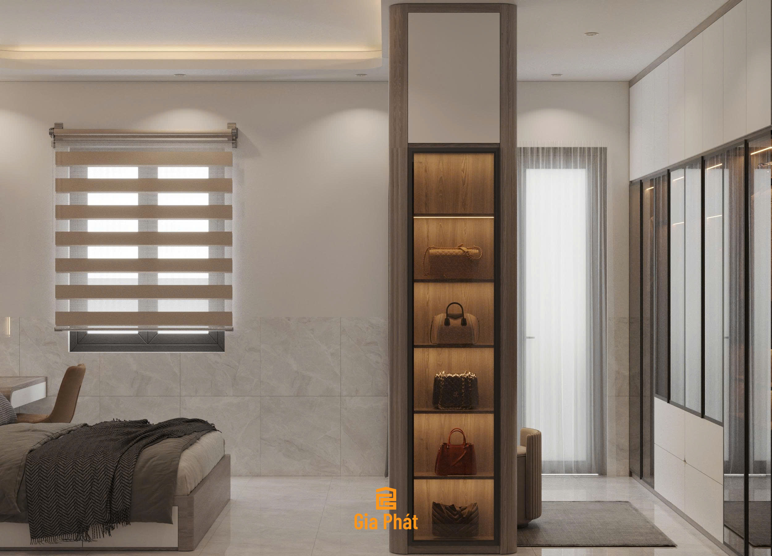 Thiết kế phòng ngủ master phong cách hiện đại cho nhà phố chị Trinh