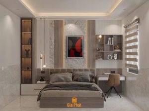 Thiết kế phòng ngủ master phong cách hiện đại cho nhà phố chị Trinh