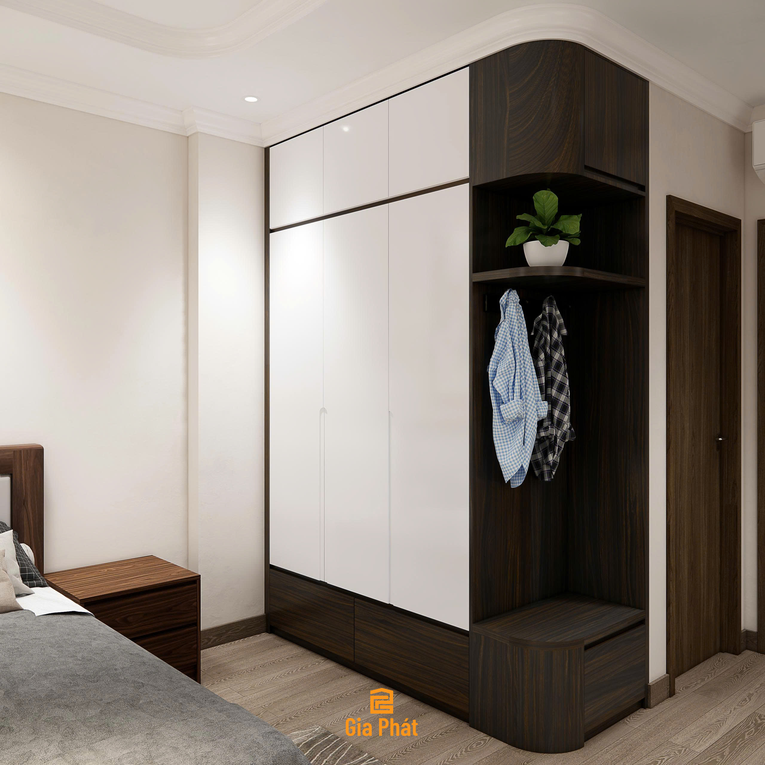 Phòng ngủ tone trầm hiện đại cho bé trai
