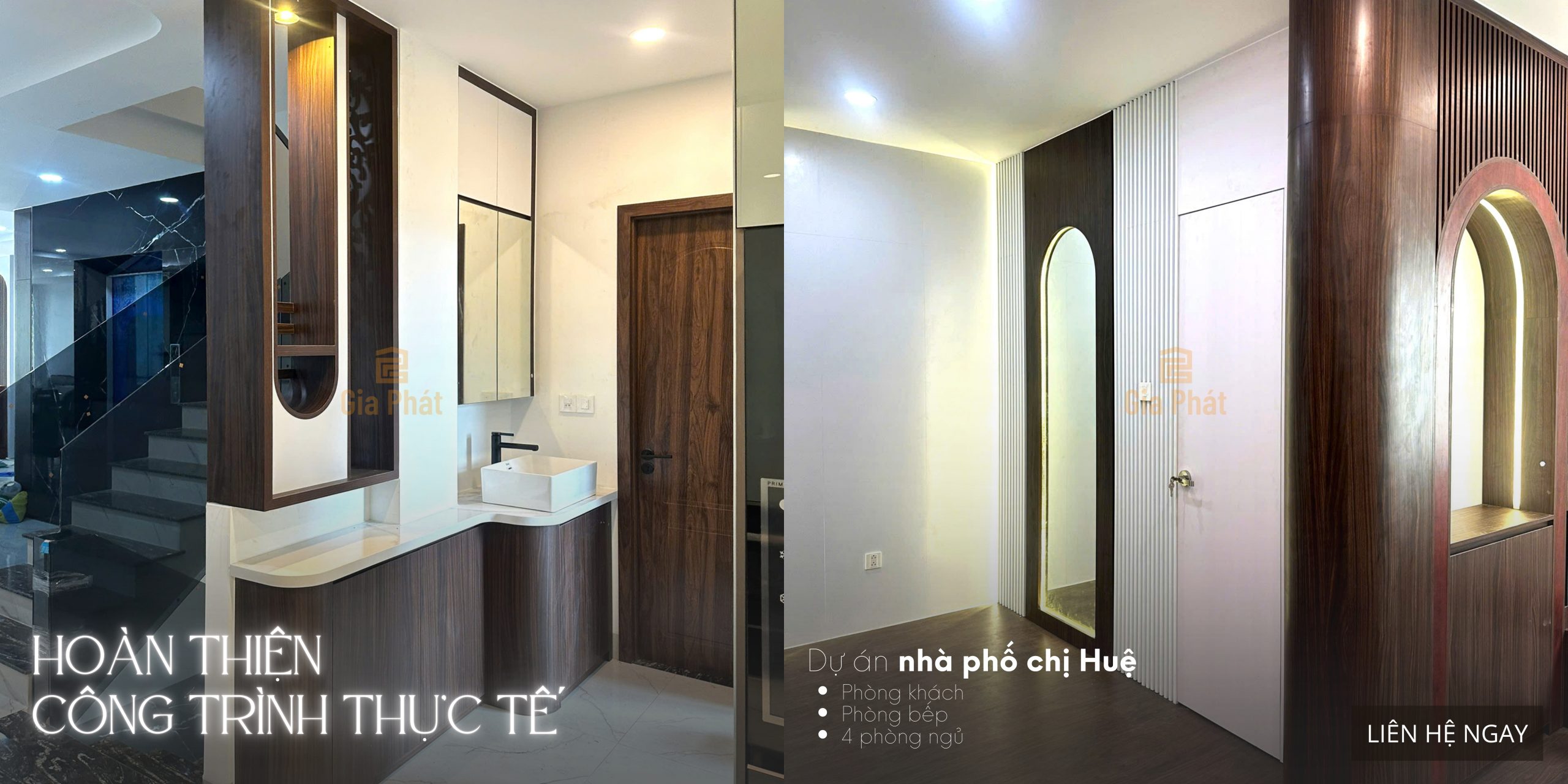 Hoàn thiện công trình thực tế nội thất nhà phố chị Huệ