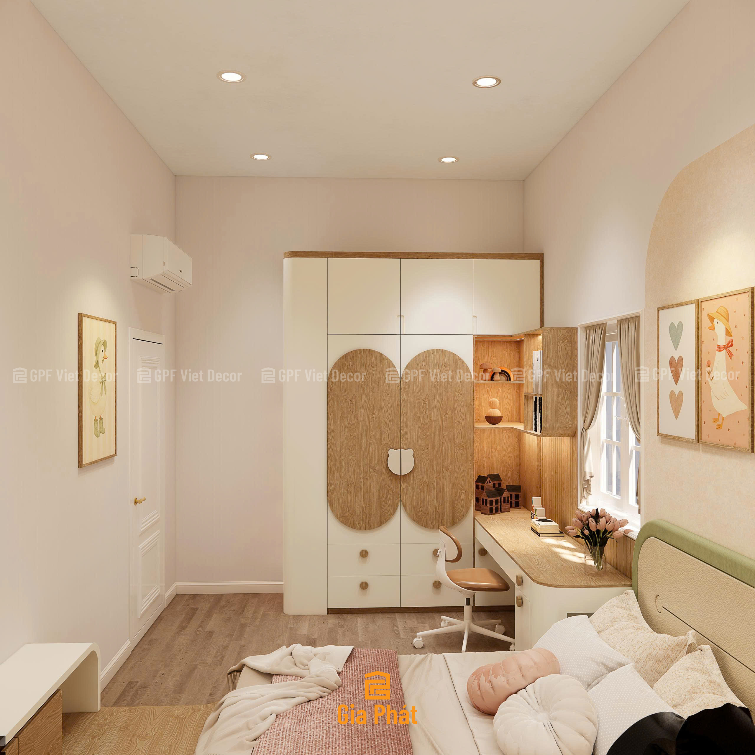 Thiết kế nội thất phòng ngủ bé gái nhà chị Thi