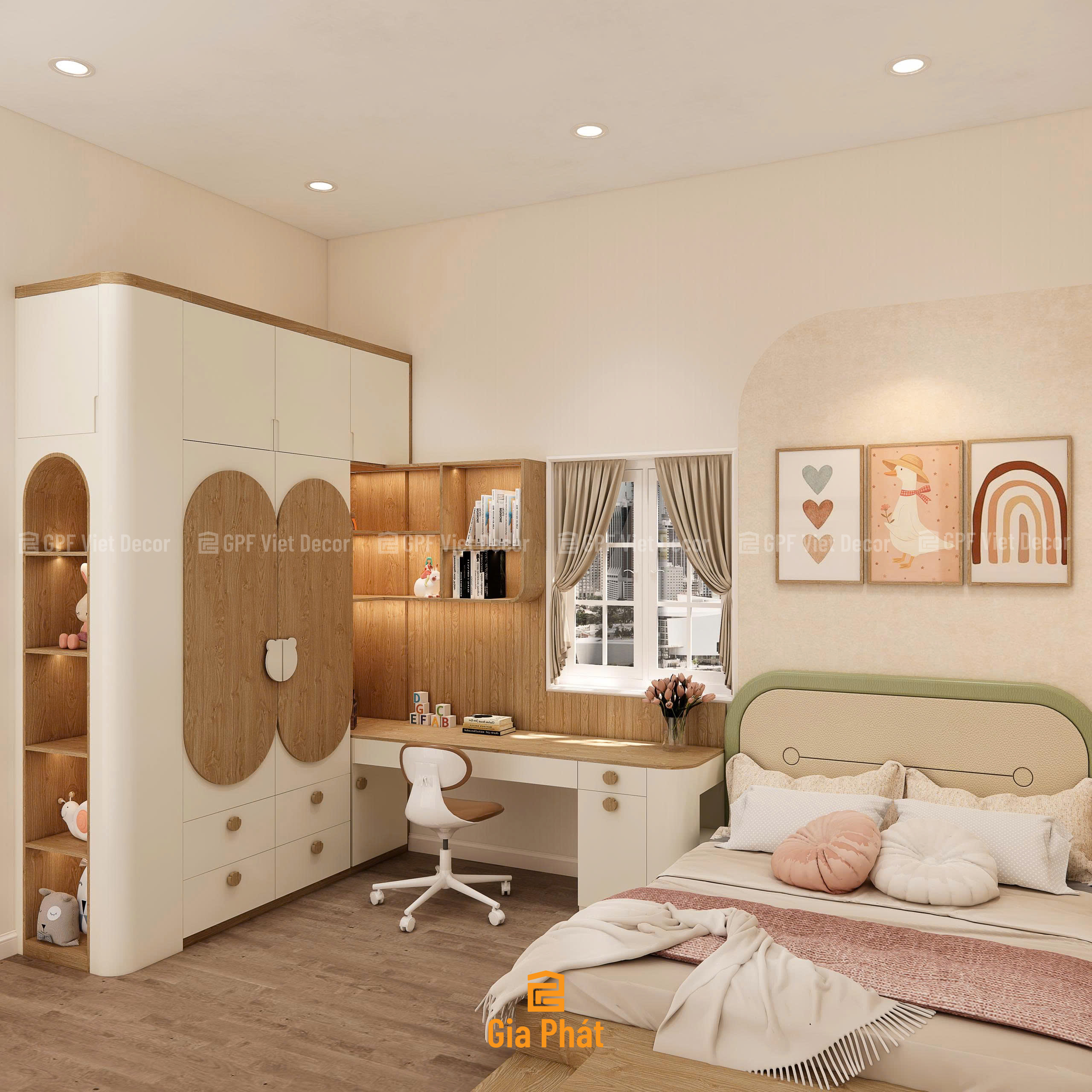 Thiết kế nội thất phòng ngủ bé gái nhà chị Thi
