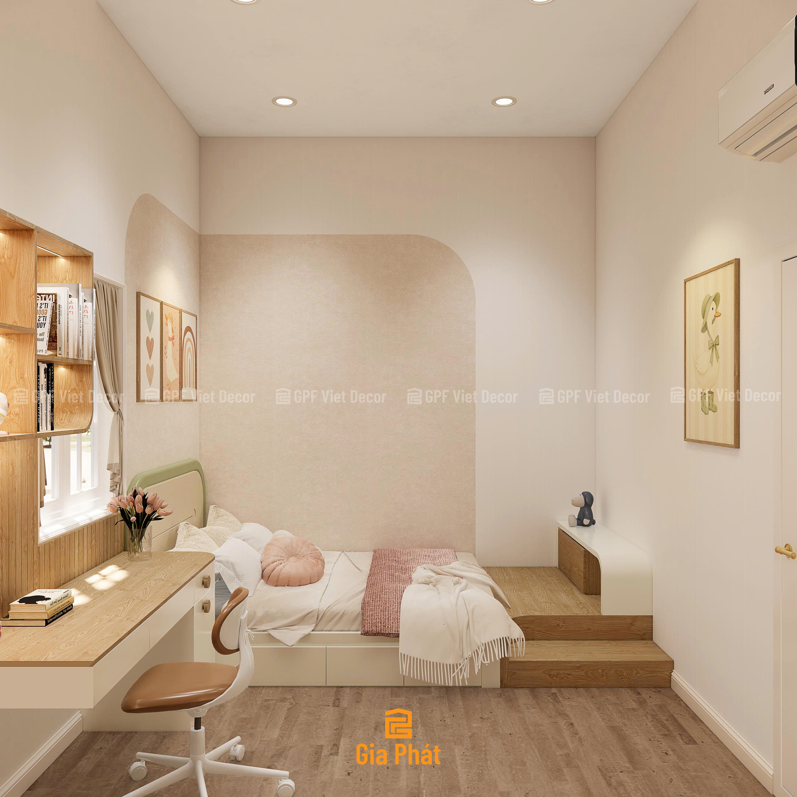 Thiết kế nội thất phòng ngủ bé gái nhà chị Thi