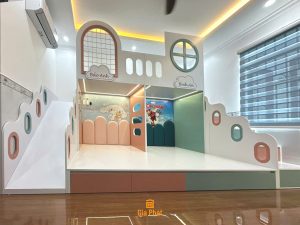 Hoàn thiện công trình thực tế giường tầng cho bé trai và bé gái