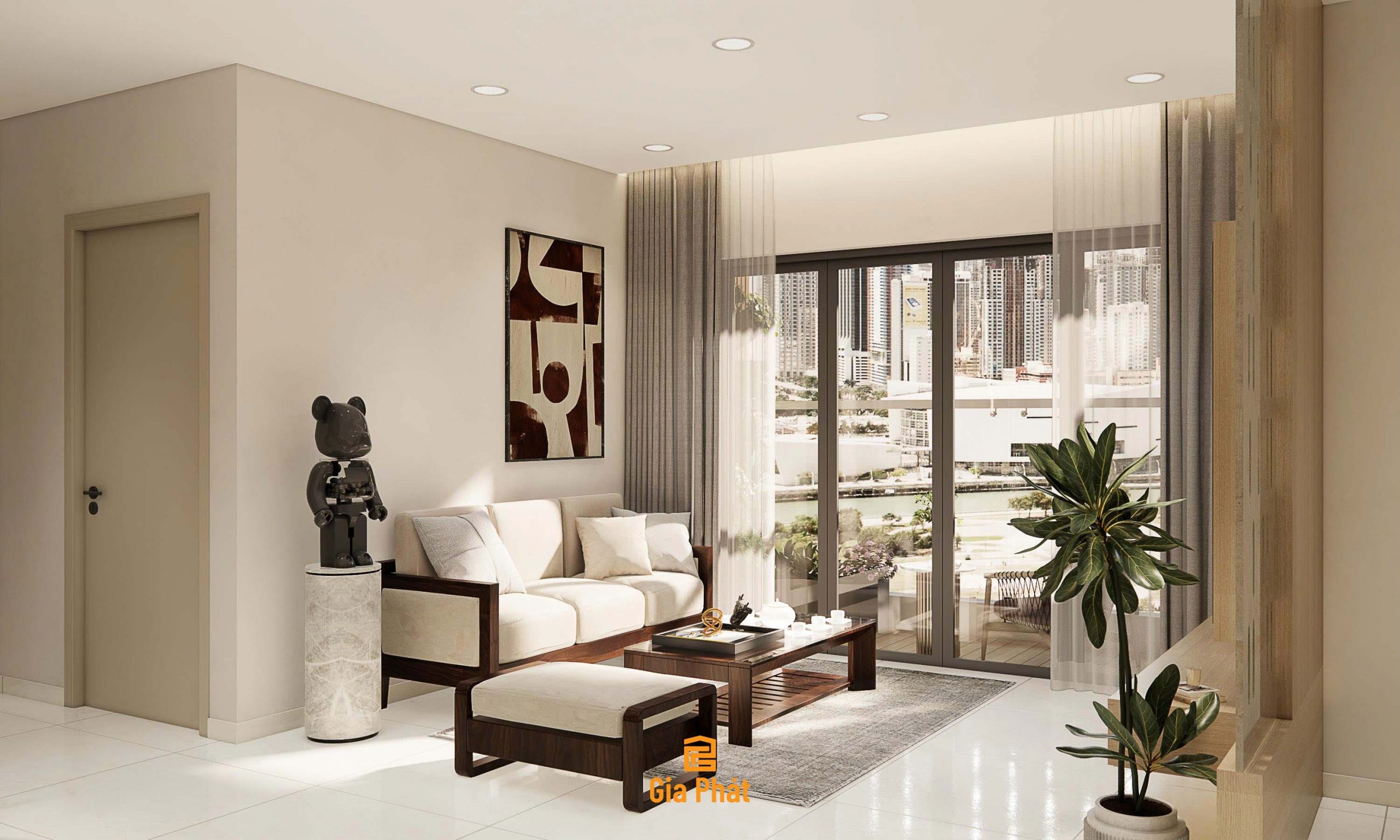 Thiết kế phòng khách bếp mở theo phong cách hiện đại - Chung cư nhà anh Quý