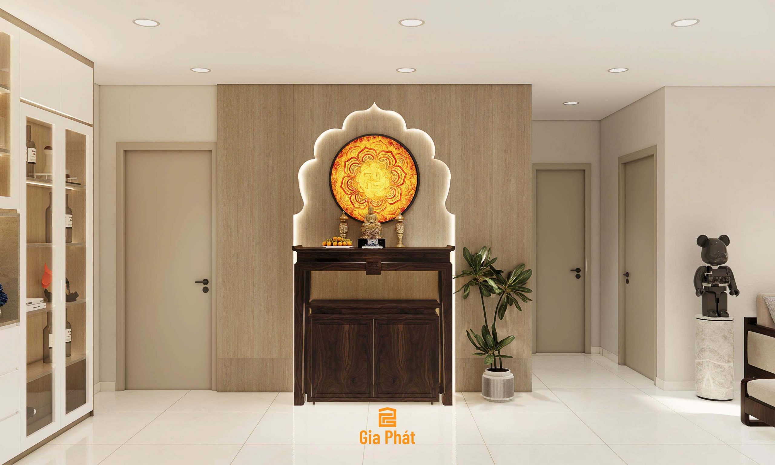 Bàn thờ thiết kế hiện đại - Dự án căn hộ chung cư nhà anh Quý
