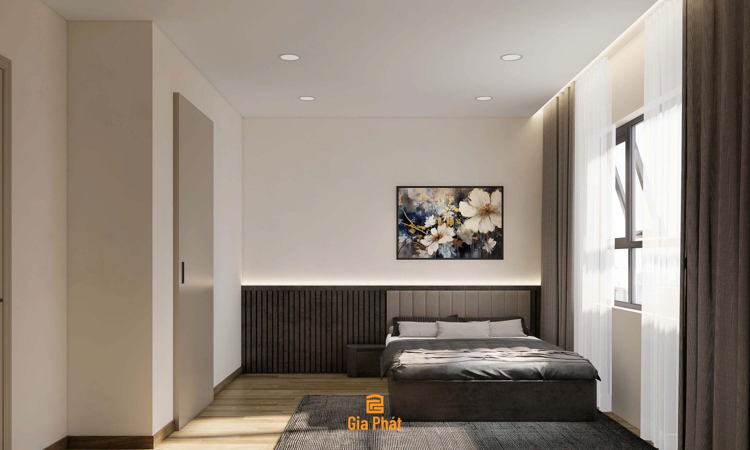Thiết kế nội thất phòng ngủ phong cách hiện đại - Căn hộ chung cư nhà anh Quý