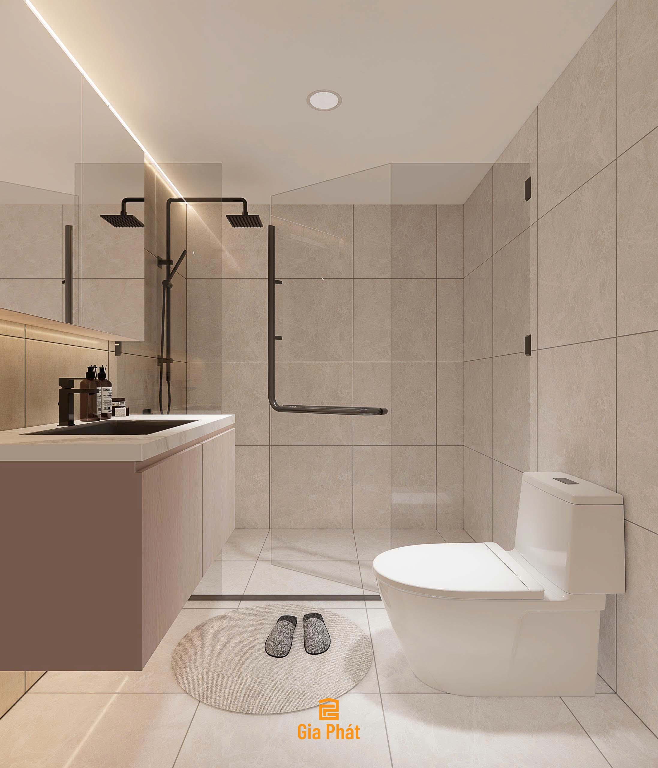 Thiết kế nội thất WC đơn giản, hiện đại