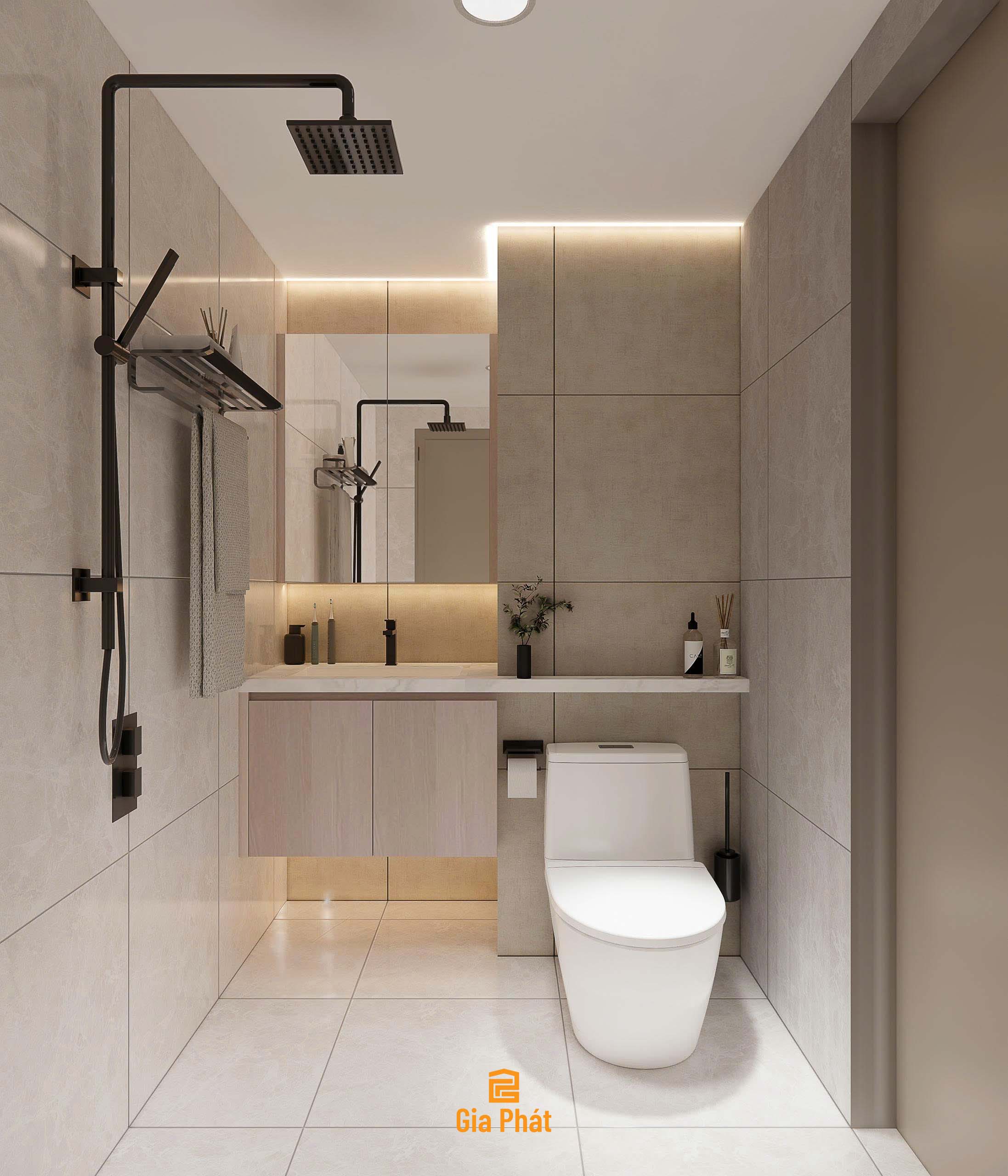 Thiết kế nội thất WC đơn giản, hiện đại