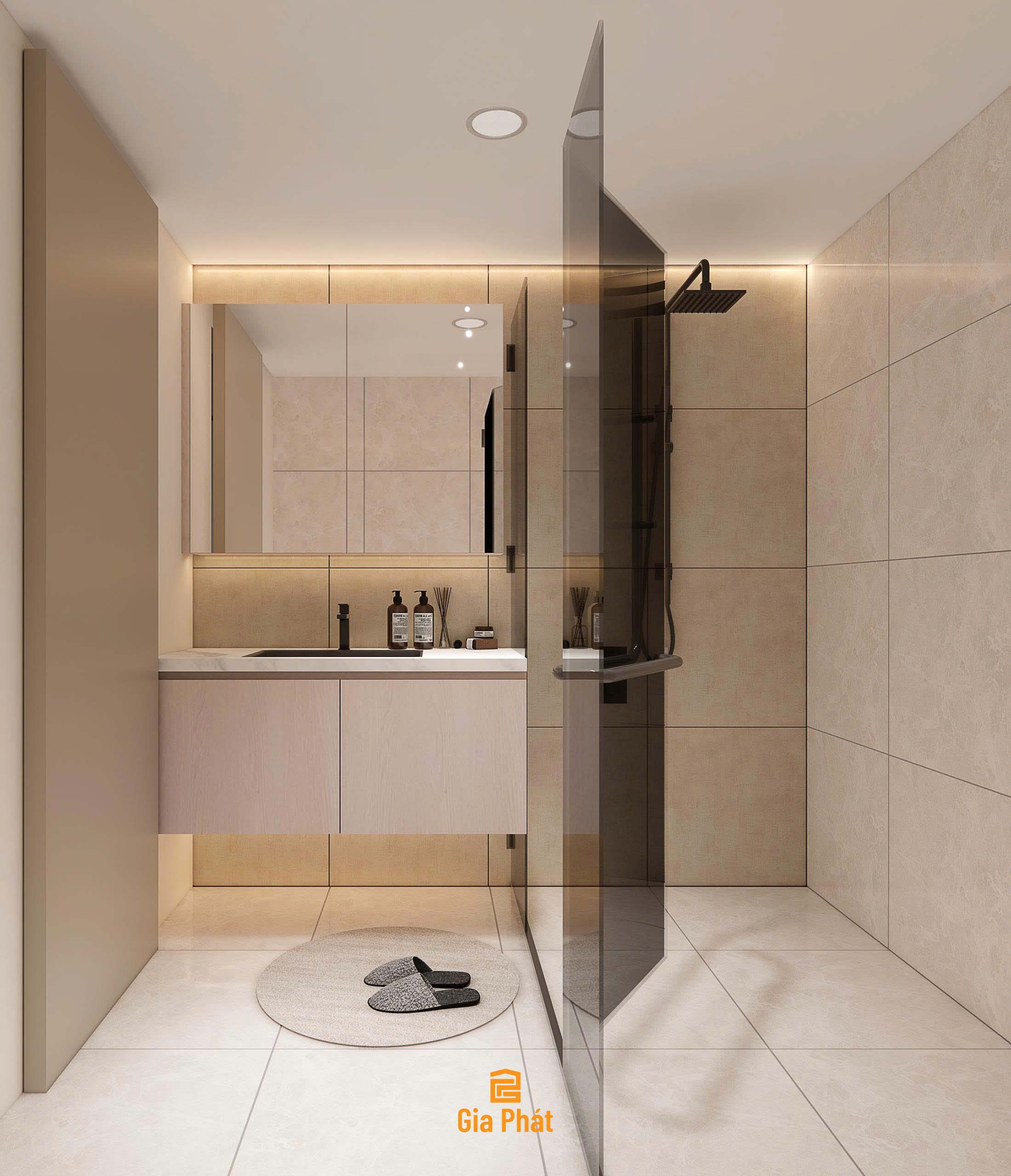 Thiết kế nội thất WC đơn giản, hiện đại