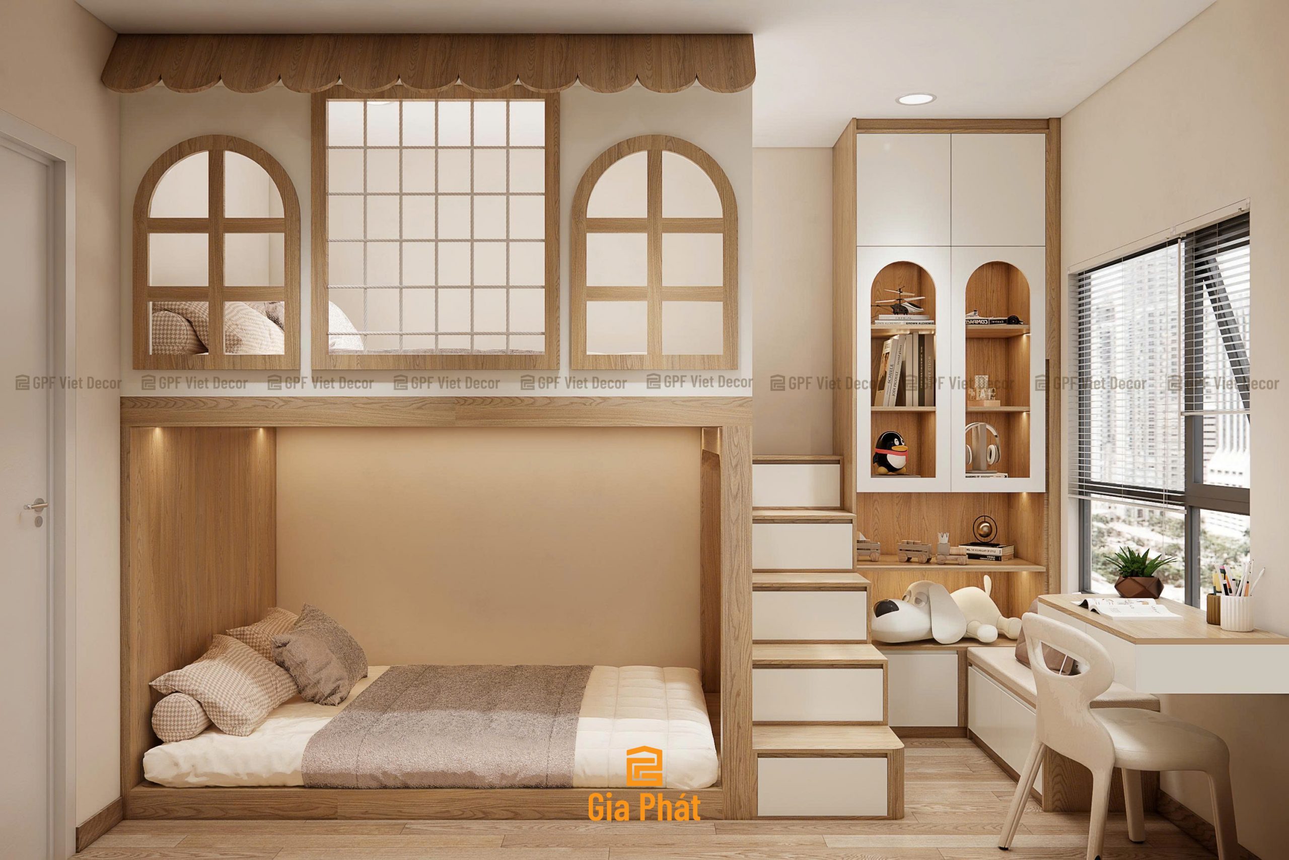 Giường tầng kiểu ngôi nhà, thiết kế mới lạ cho bé