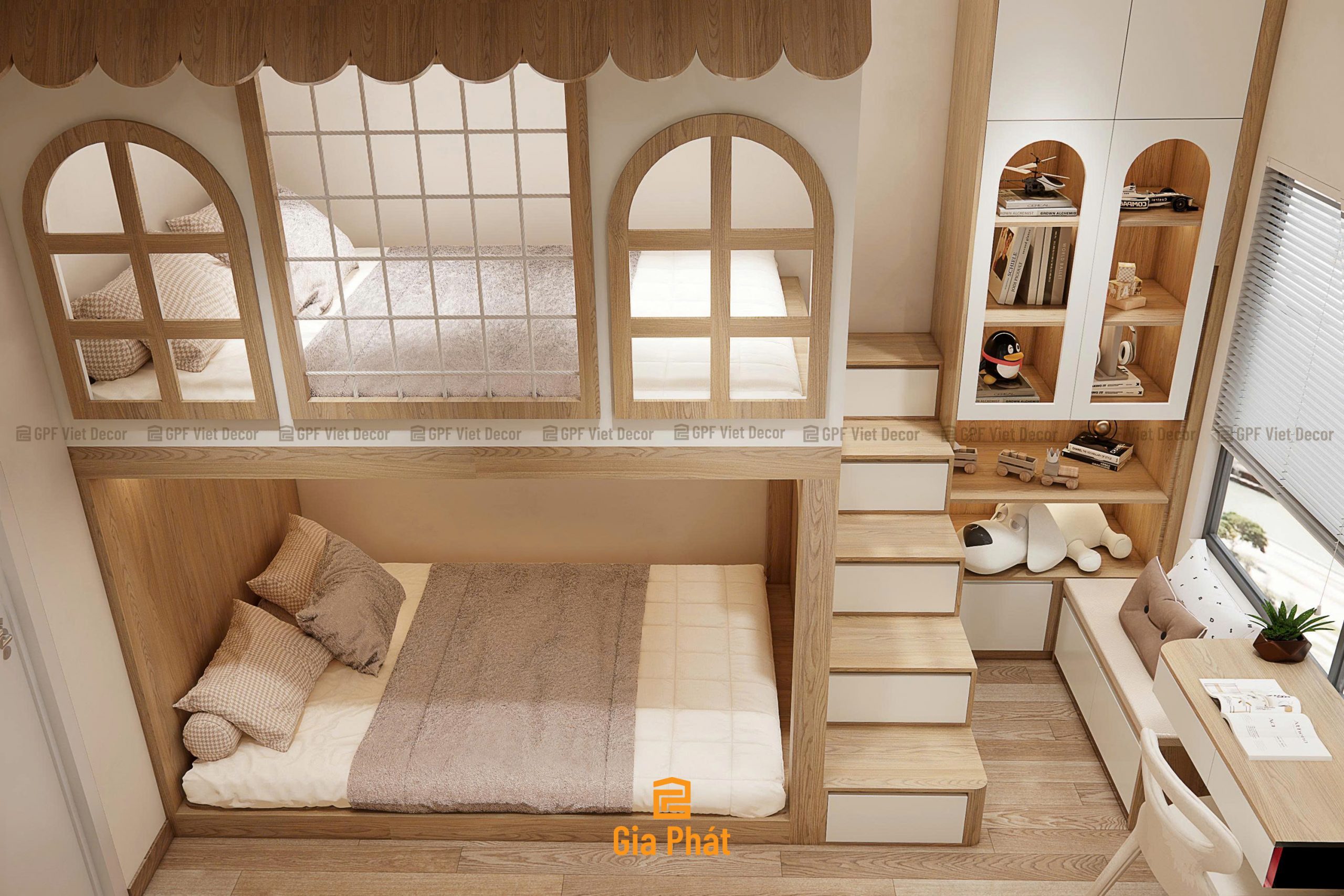 Giường tầng kiểu ngôi nhà, thiết kế mới lạ cho bé