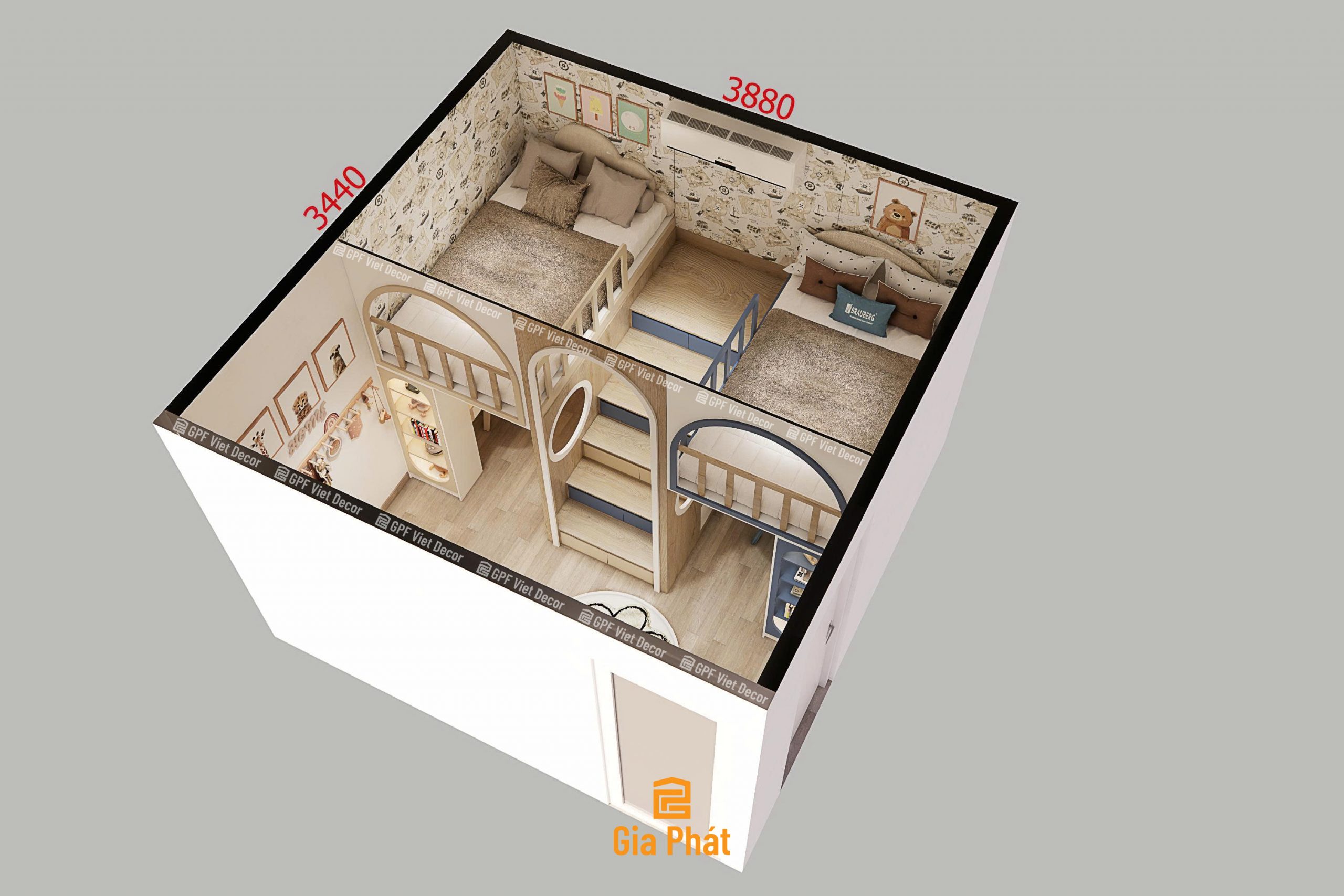 Giường tầng kết hợp góc học tập cho bé - Mẫu phòng ngủ được ưa chuộng 2025