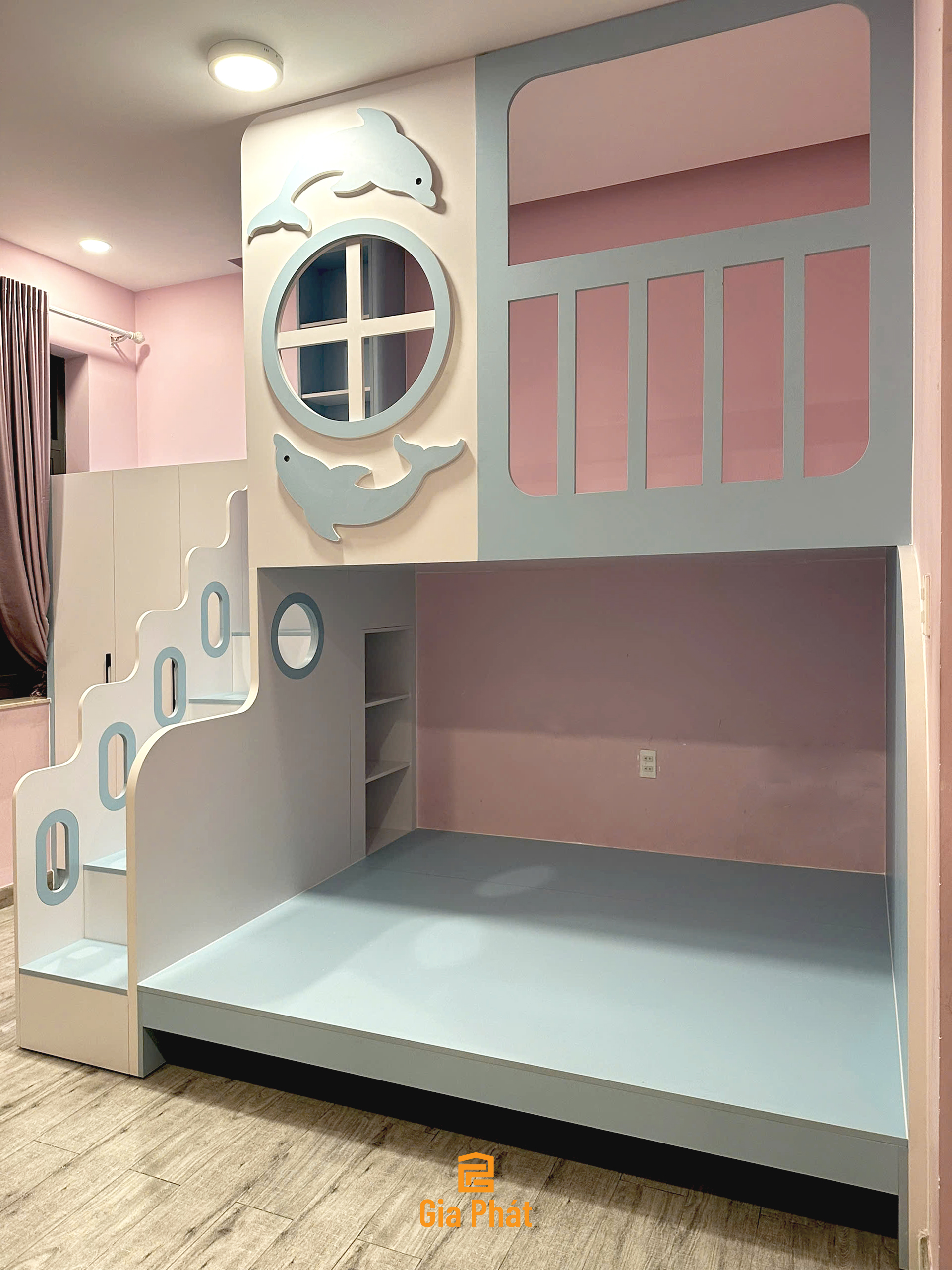Hình thực tế phòng ngủ bé trai và bé gái với giường tầng tiện dụng