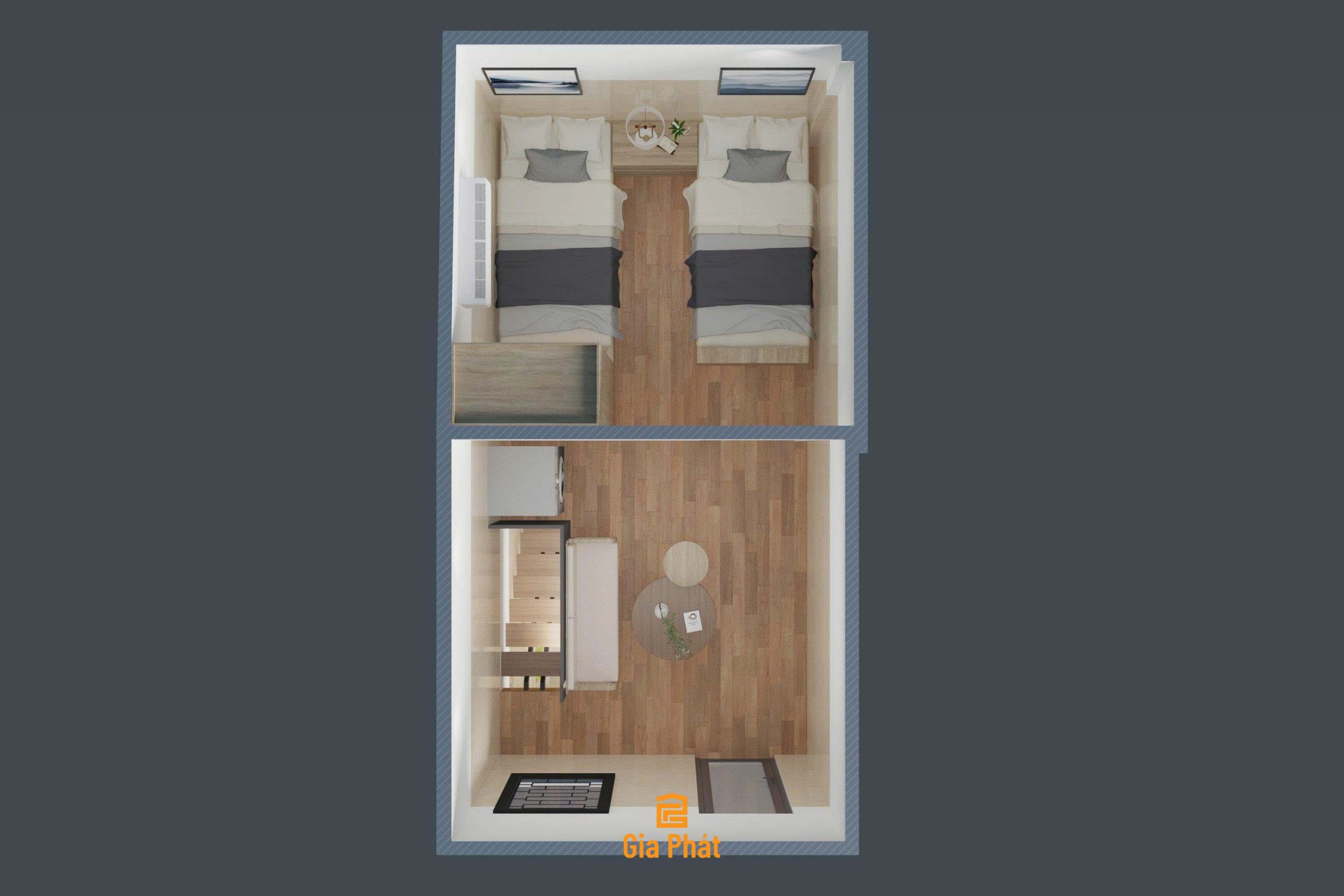 Thiết kế phòng trọ gác lửng cho thuê