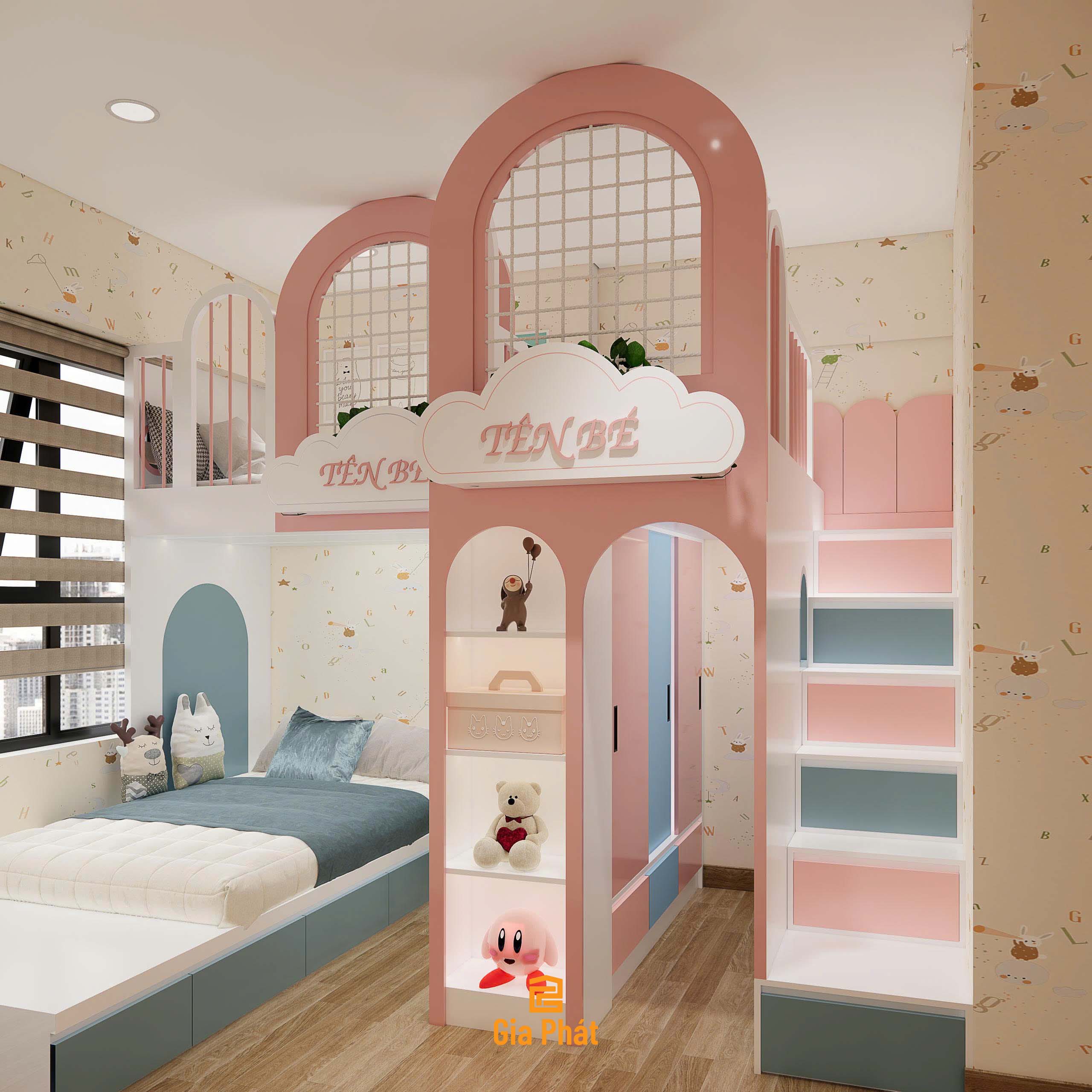 Thiết kế phòng ngủ cho 3 bé, tối ưu công năng và diện tích