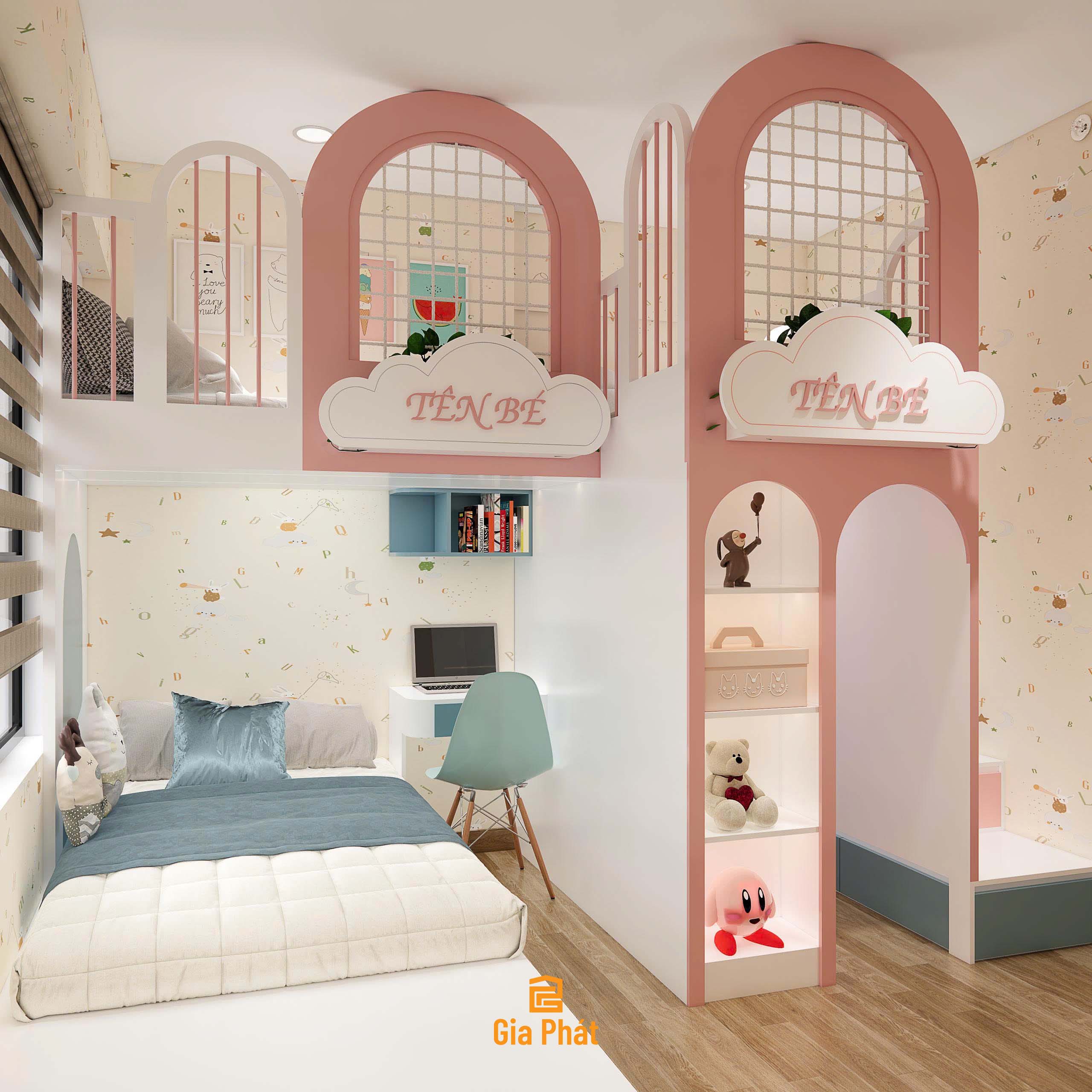 Thiết kế phòng ngủ cho 3 bé, tối ưu công năng và diện tích