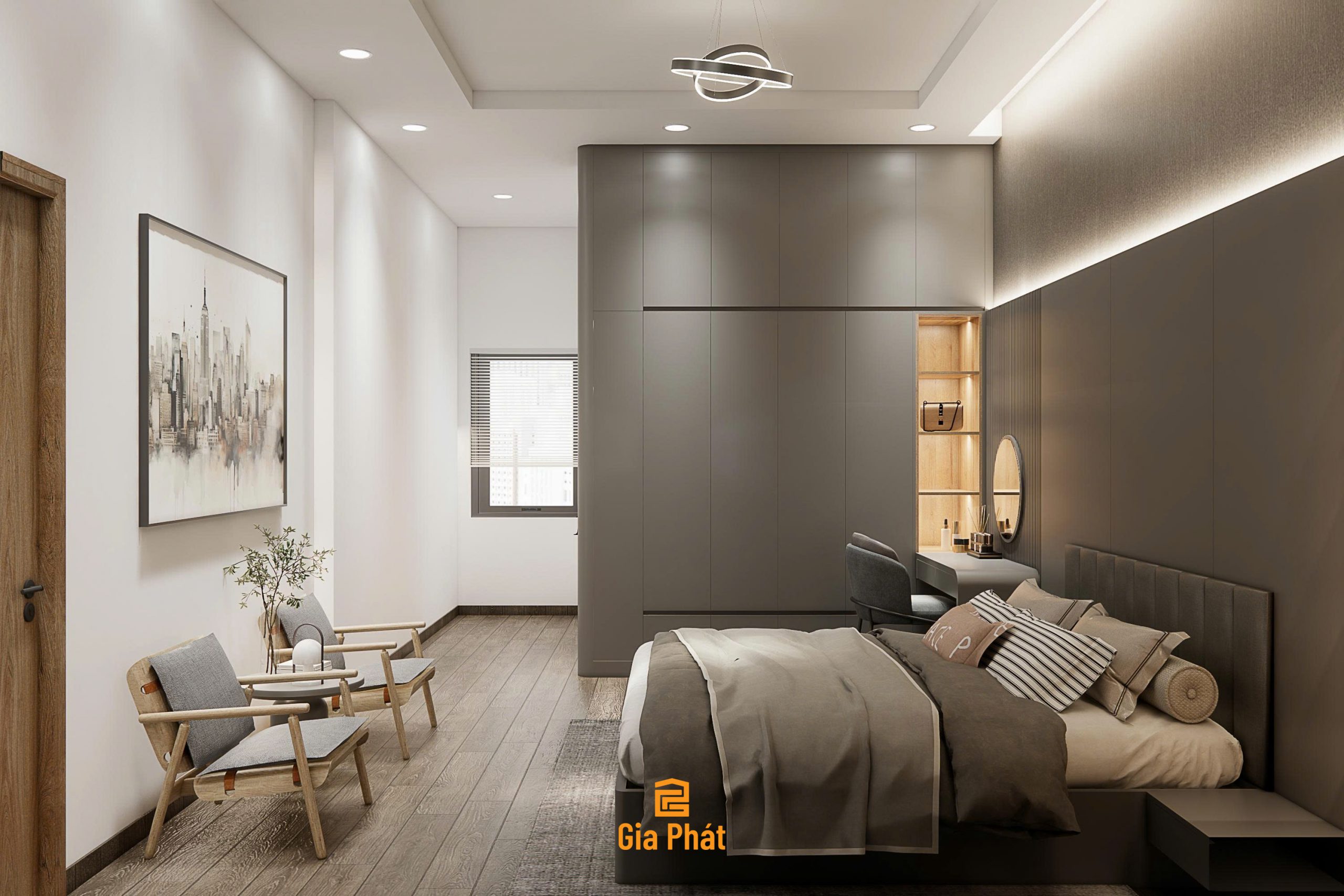 Nhà phố phong cách hiện đại - Quy mô 1 trệt 1 lầu