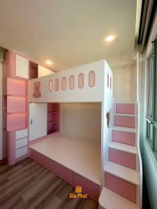 Phòng ngủ nhỏ chỉ 8,2m2 thiết kế thông minh cho 2 bé gái