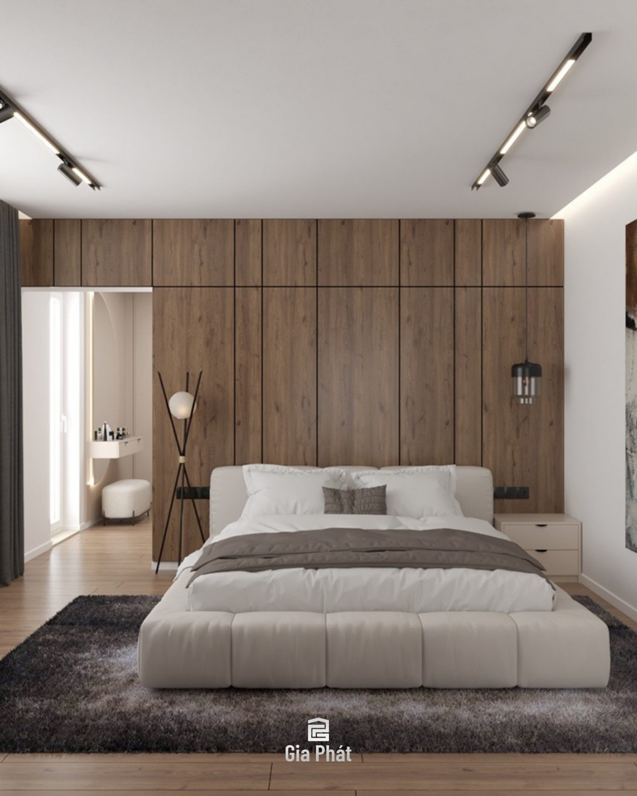 Thiết kế phòng ngủ kết hợp phòng thay đồ theo phong cách hiện đại