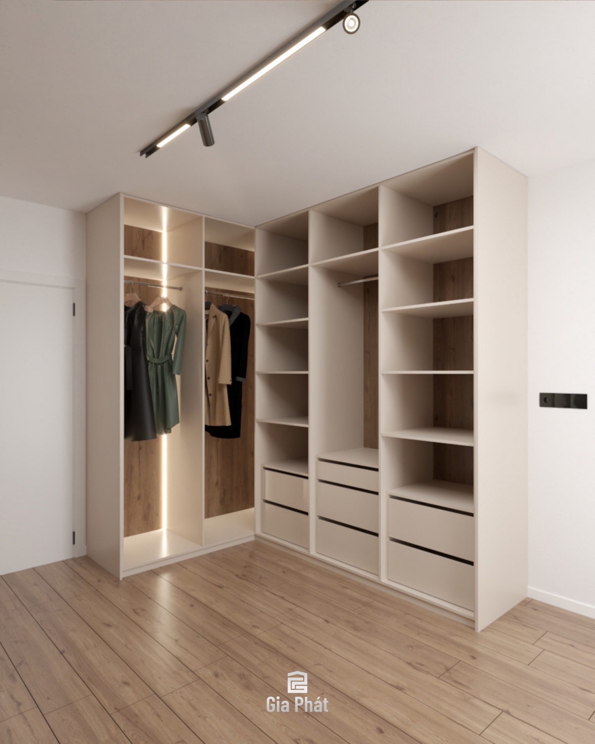 Thiết kế phòng ngủ kết hợp phòng thay đồ theo phong cách hiện đại