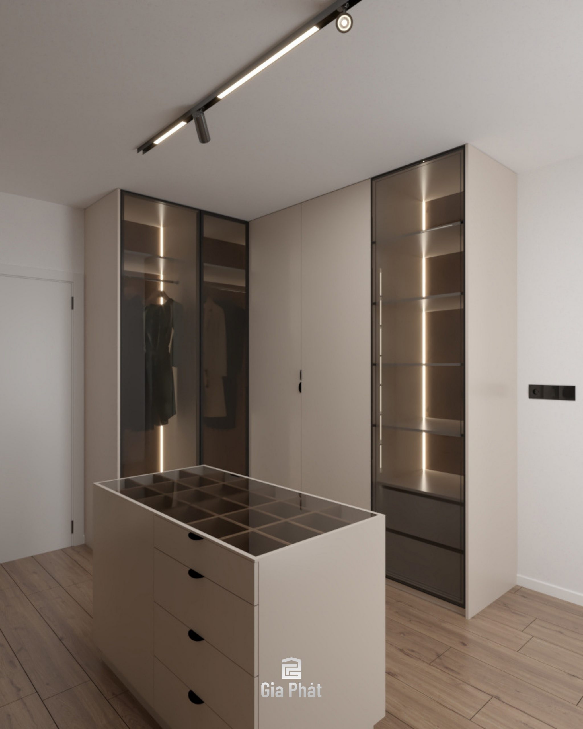 Thiết kế phòng ngủ kết hợp phòng thay đồ theo phong cách hiện đại