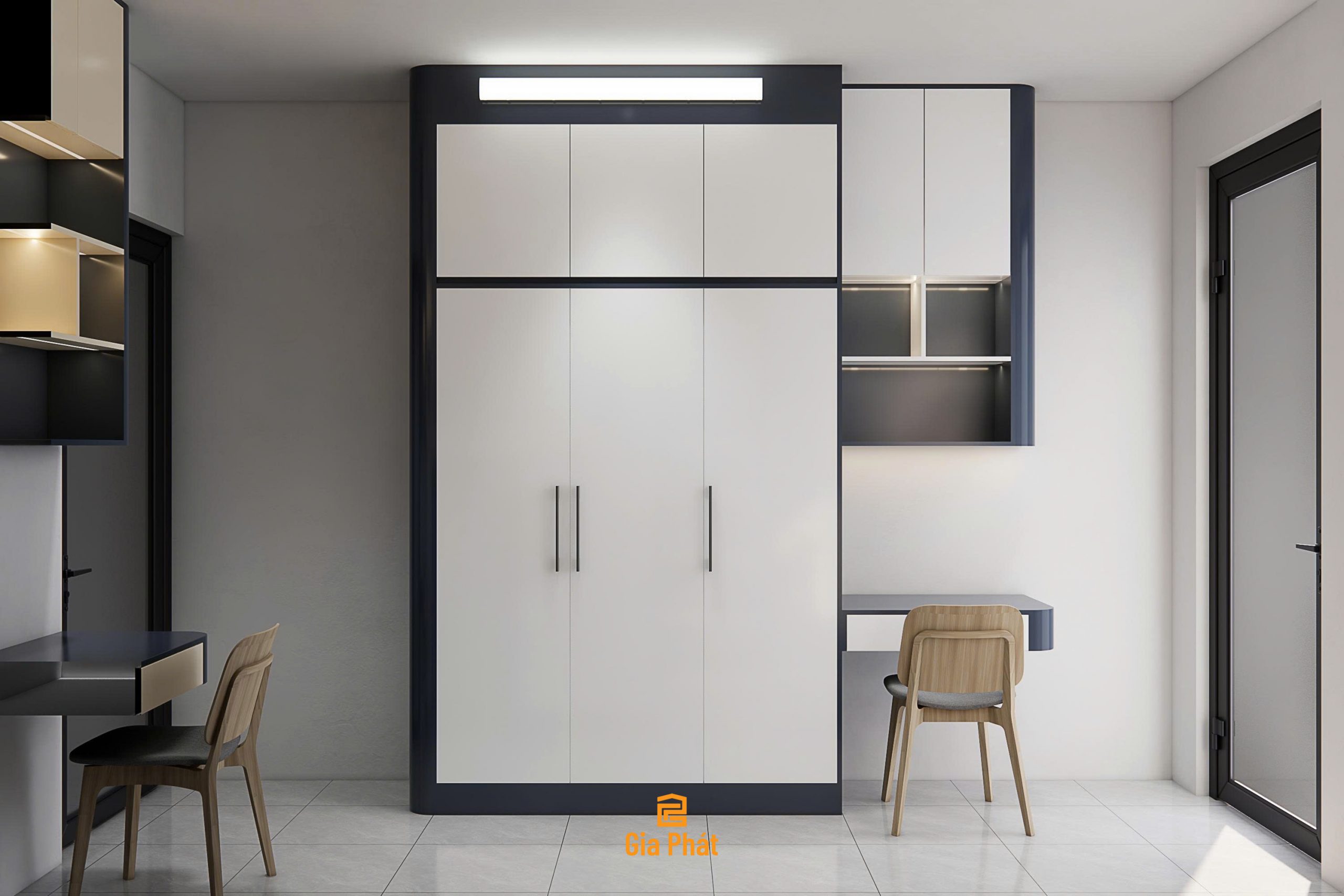 Phòng ngủ 15m2 cho 2 bé với giường so le tiết kiệm không gian