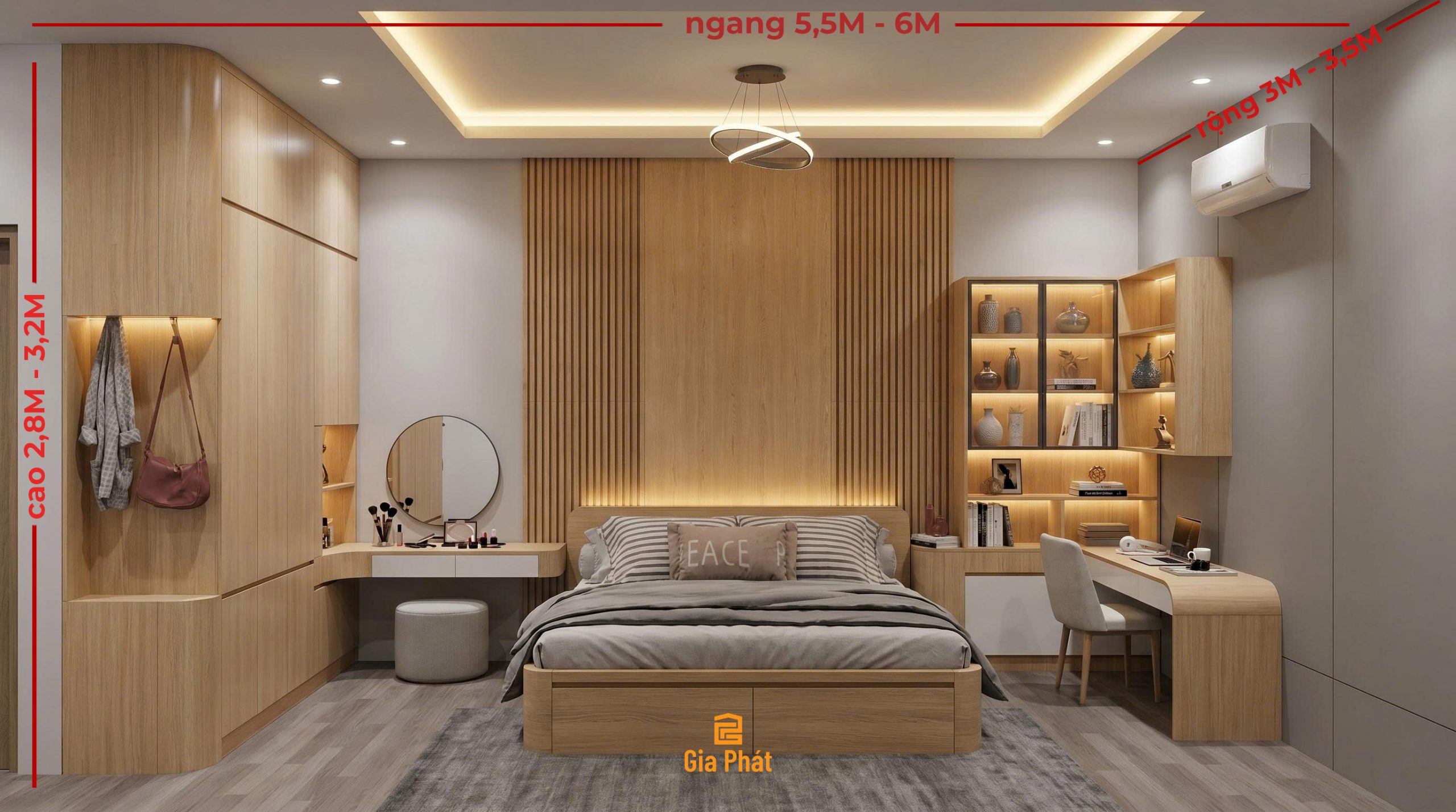 Phòng ngủ master theo style hiện đại