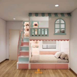 Giường tầng cho bé trai và bé gái - Phòng ngủ đôi