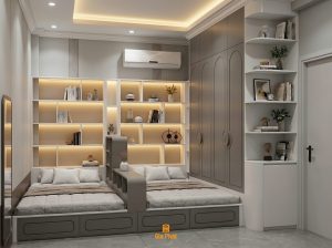 Giường sàn đôi - phòng ngủ cho 2 bé