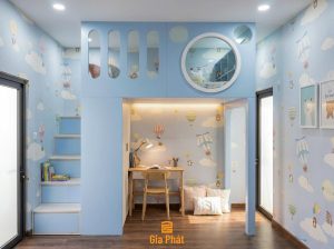 Giường tầng đa năng - Phòng ngủ cho bé trai màu xanh da trời