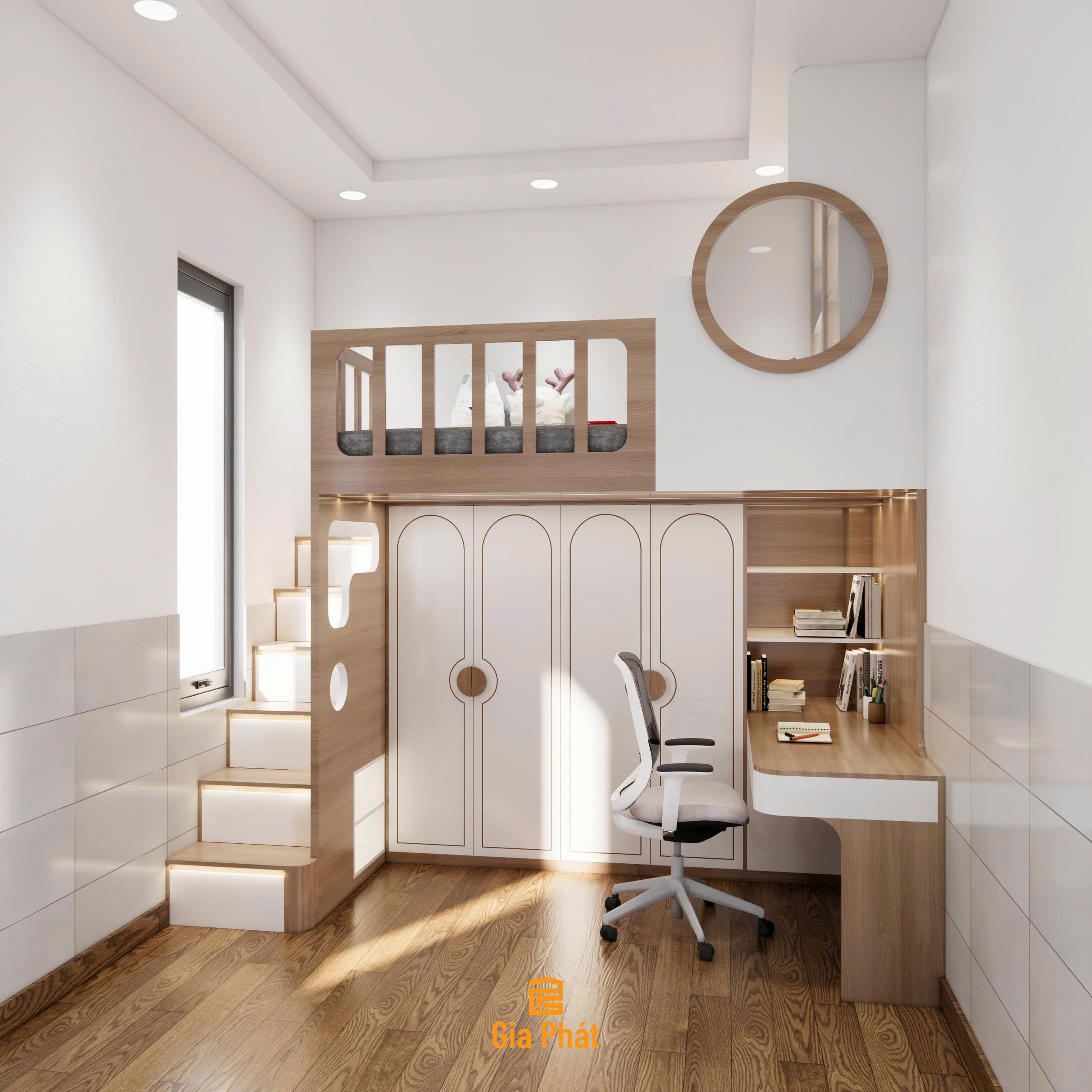 3D phòng ngủ cho bé trai với giường tầng đa năng