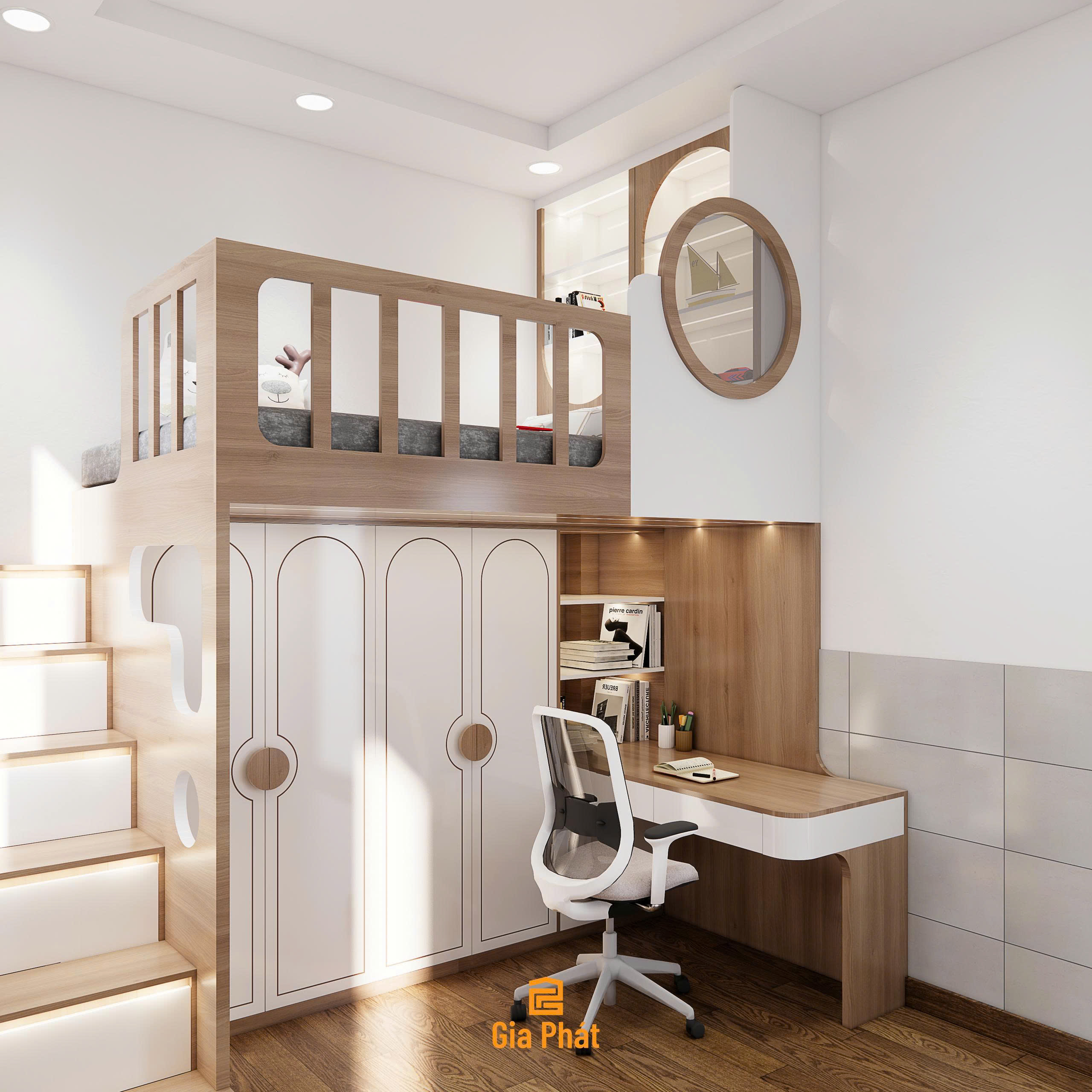 3D phòng ngủ cho bé trai với giường tầng đa năng