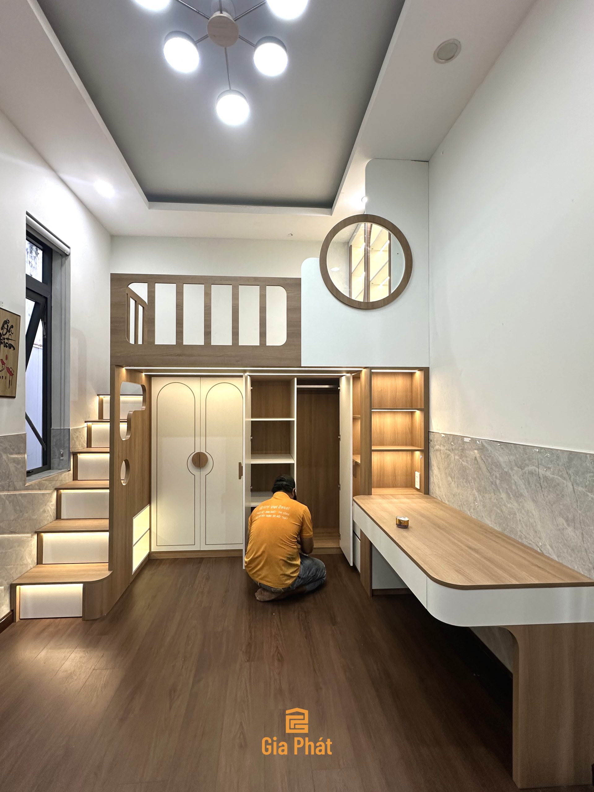 Hoàn thiện công trình thực tế phòng ngủ cho bé trai - Giường tầng đa năng