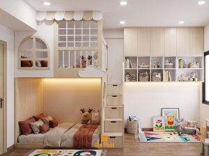 Nhà có 2 bé nhưng chỉ có 1 phòng ngủ thì giường tầng là giải pháp tối ưu nhất