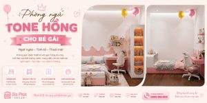 Phòng ngủ hồng dễ thương cho bé gái