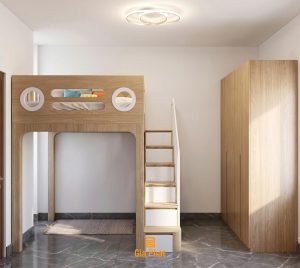 Mẫu giường tầng đơn giản cho phòng ngủ 1 bé