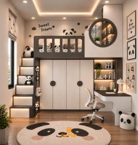 Mẫu giường tầng gấu trúc mới cập nhật 2026 cho phòng ngủ của bé