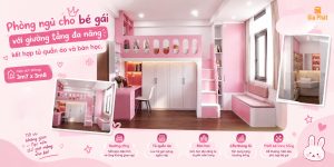Giường tầng đa năng - Phòng ngủ cho bé gái